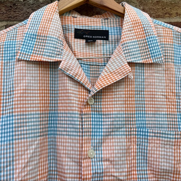 Greg Norman Mens Camp Shirt Short Sleeve Button Down Checked Size Medium - Picture 3 of 7